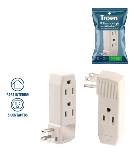 Adaptador Triple Tipo F Blanco 