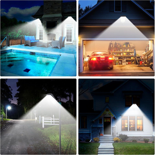 Luz Solar Exterior Con Sensor De Movimiento 3 Modos Control Estructura Negro