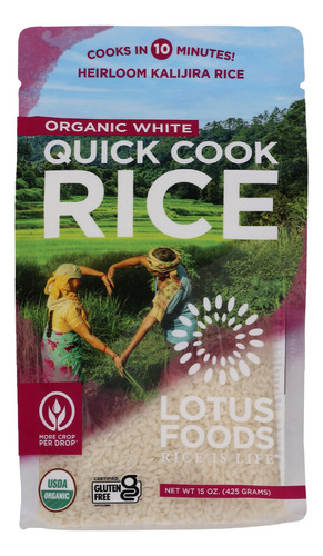 Lotus Foods Arroz Blanco Organico De Coccion Rapida, 15 Onza