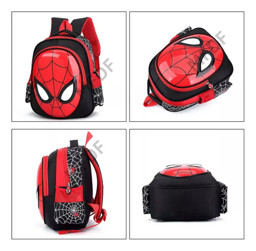 Mochila Preescolar Spider Man 3d Dibujos Animados+sombrero Color Rojo Mfdf