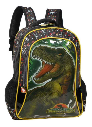 Imagem 3 de 8 de Mochila Escolar Vozz M4029 Dinossauro + Estojo 5 A 10 Anos