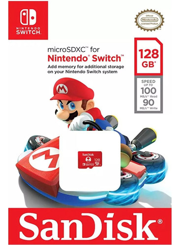 Tarjeta de memoria Sandisk Microsdxc 128 GB para Nintendo Switch con funda