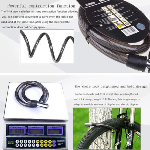 Imagen 7 de 7 de Gold Post/jinzhu Y-1911 Bike Steel Cable Lock/a3 Steel Lock