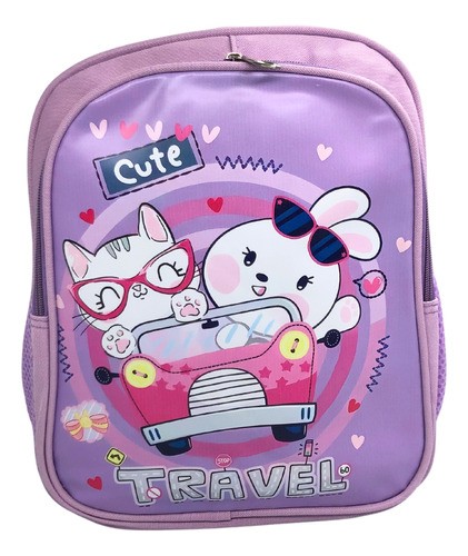 Mochila Infantil Escolar Diversas Estampas Unissex 1 Unidade Cor Coelho/gato