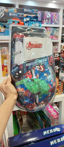 Set De Casco Avengers Y Protectores Rodilleras Para Niños