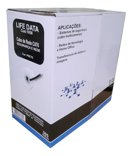 Imagem 5 de 5 de Cabo De Rede Cat6 4 Pares Caixa 305m Life Data Preto Cftv