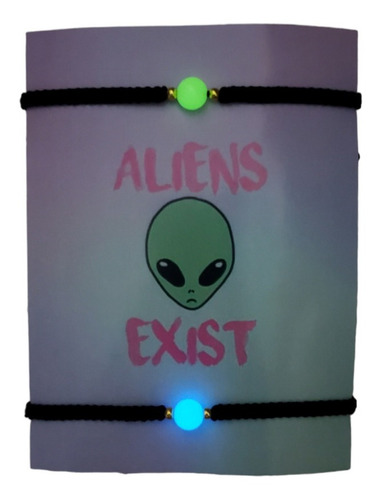 Pulseras Aliens Exist Brillan En La Oscuridad Colores Moda