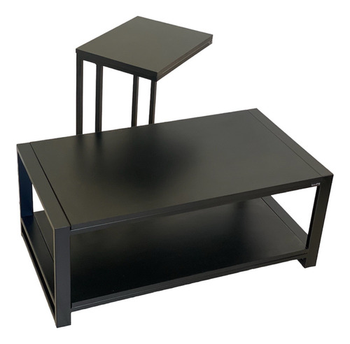 Juego Living Mesa De Arrime Y Ratona Total Black Minimalista