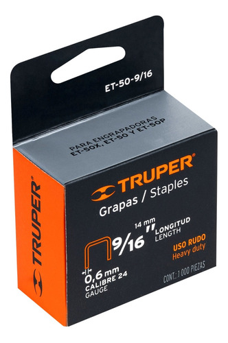 Pack 1000 Grapas Industriales 14mm X 0.6mm Truper