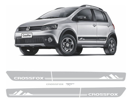 Adesivo Volkswagen Crossfox 2012 Prata Faixa + Traseira Dx29