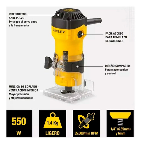 Fresadora Ruteadora 550w St55-b2 Stanley