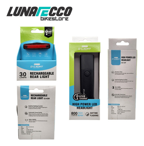 Lámpara Bicicleta D-light 800 Lms / +30 Lms Combo