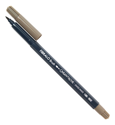 Caneta Aquarelável Caran D'ache Fibralo Brush Cores Tinta 902 Cinza Quente 186902