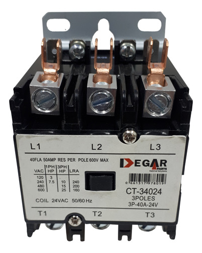 Contactor 3 Polos X 40 Amp X Bobina 24v Degar (47-3400)