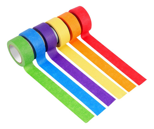 Cinta Adhesiva, 6 Rollos De Diferentes Colores, 1 Pulgada X