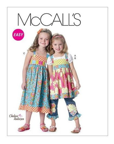 Mccall 's Patterns M6313 Niña Tops Niño Vestido Cinturon