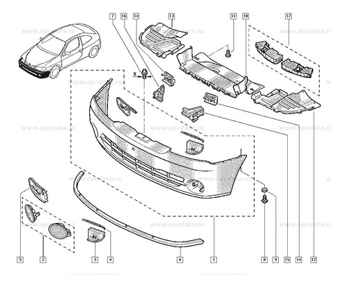 Tapa Paragolpe Derecha Megane 1 Original