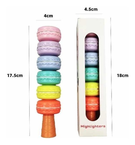 Resaltador Pastel Forma De Macaron Macarons 6 Colores