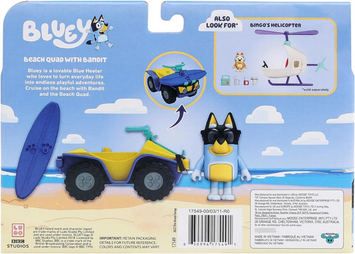 Bluey Set 2 Figura Bandit Dia En La Playa Accesorios