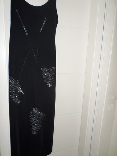 Vestido Longo Preto Com Detalhes Prata Tamanho M