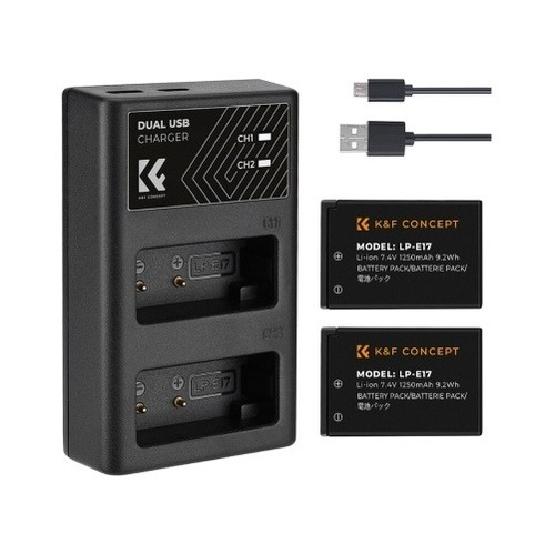 Cargador Doble Usb + Bater K&f Concept Lp-e17 Para Canon