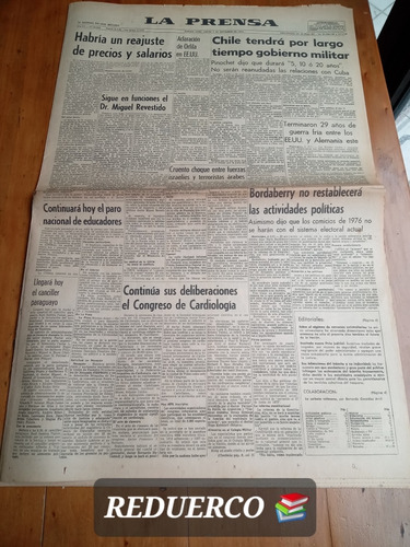 Diario La Prensa 5/9/1974 Relato Secuestro Aramburu Pinochet