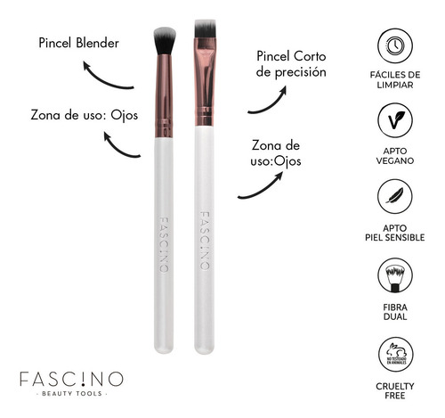 Imagen 10 de 12 de Set 15 Brochas Y Pinceles De Maquillaje Crueltyfree Fascino
