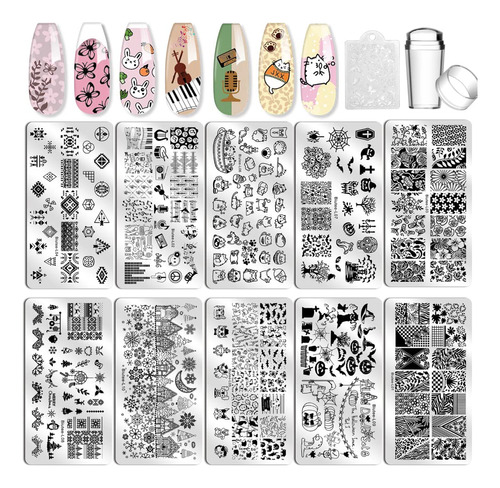 Nail Art Stamping Plate Kit Biutee Stamp For Nails Jell...