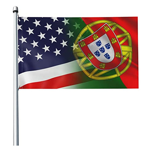 Bandera De Portugal Y Bandera De Ee. Uu. De 3x5 Pies, C...