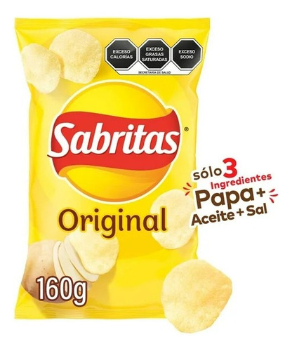 Botana 3 Pzas Papas Fritas Sabritas Original 160 G