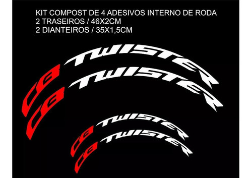 Adesivo Premium Interno Roda Honda Cb Twister 250 16 17 18