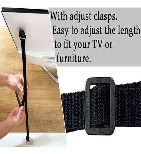 2x Tv Cinturones Seguridad Muebles Anclaje Pared Muebles