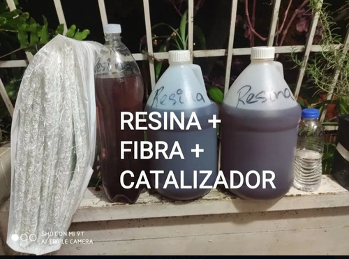 Kit Resina Poliester 4kg + Catalizador + 4m2 Fibra Vidrio