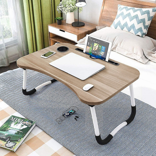 Mesa Plegable Para Cama Y Notebook De Madera Multifuncional Madera Oscuro G-4 P-2