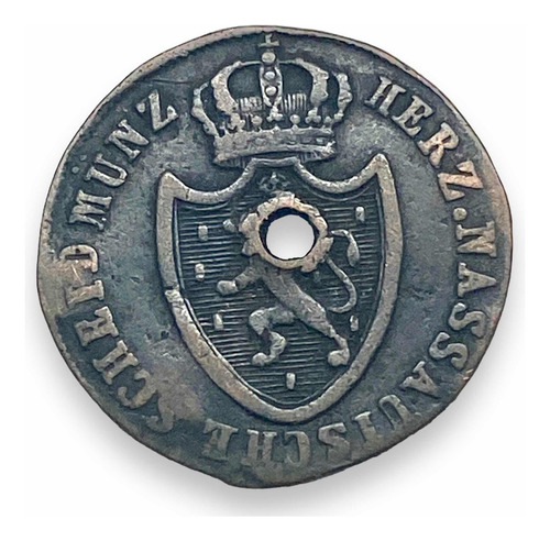 Moneda Antigua De Ciudad De Nassau Alemania 1/4 Kreuzer 1813 (Usado)