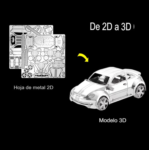 Rompecabezas Puzzle Metalico Metal 3d Auto Bettle Carro