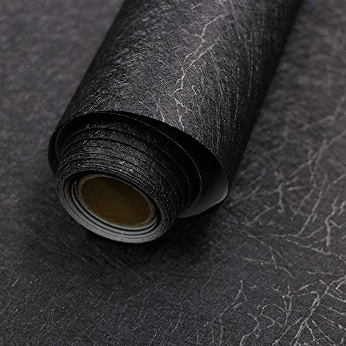 Papel Tapiz Autoadhesivo 45cm X 3m Texturado Seda Negro