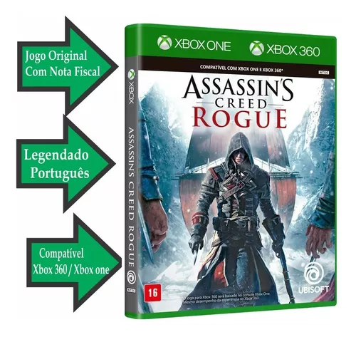 Jogo Assassins Creed Rogue Xbox 360 e One Midia Fisica Original Lacrado  Português Dublado