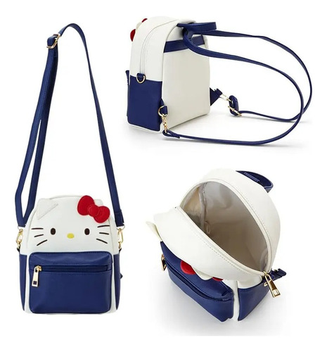 Bolso Mini Mochila Kawaii Hello Kitty Vinipiel Bordada Mujer