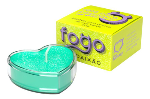 Vela Fogo Da Paixão Com Glitter E Beijável Sexy Fantasy Cor Verde-claro Fragrância Uva Verde