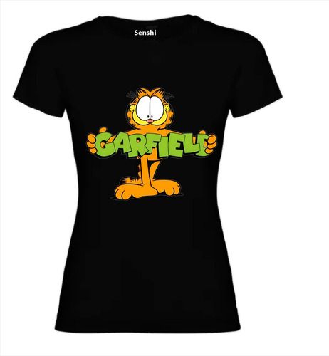 Polera Garfield Corte De Dama Estampada Dtf Cod 002