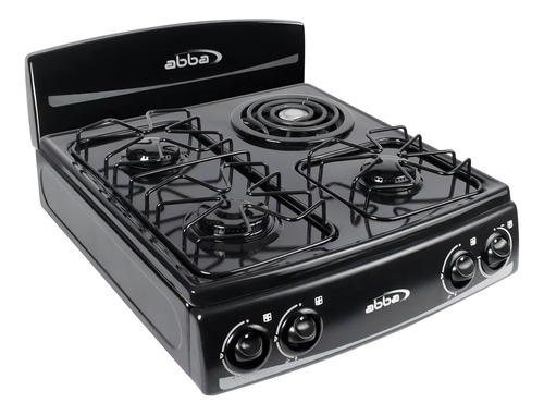 Estufa De Sobreponer Abba 4 Puestos Mixta Glp Sm 400-1 N Ql Color Negro