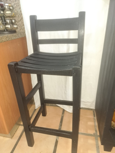 Silla Madera Tipo Barra Color Negro Vintage 