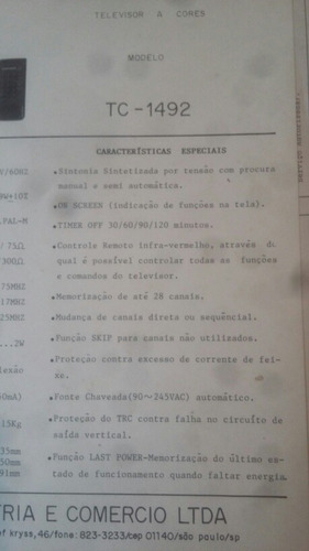 Manual De Reparo Tv Mitsubishi Tc 1492 Raridade (Usado)