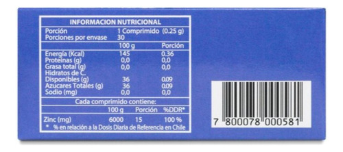 Gluconato De Zinc 30 Comprimidos 15 Mg Dr Simi