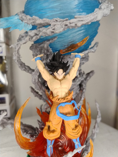 Figura Dragón Ball Z Diorama Goku Genkidama Con Luz 23cm