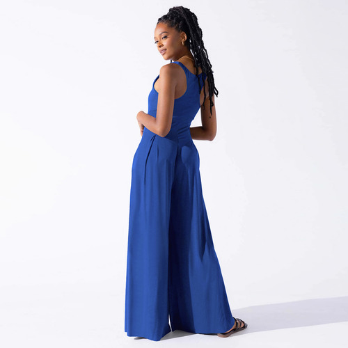 Mono Casual De Punto Con Tirantes De Pierna Ancha Para Mujer