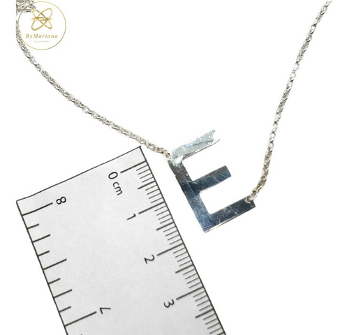 Cadena Plata Rolo Con Letra E Chica 14 X 20mm