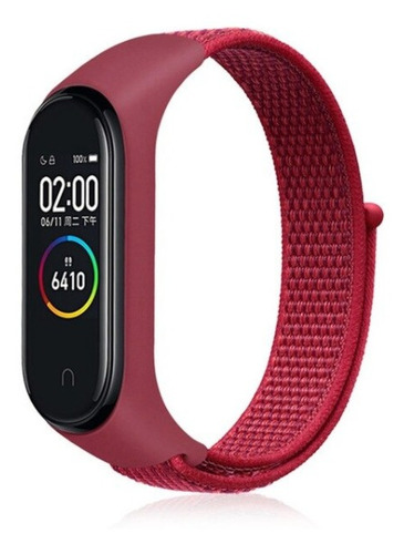 Pulseira Nylon Sport Loop Para Xiaomi Miband 3 / 4 Vermelha