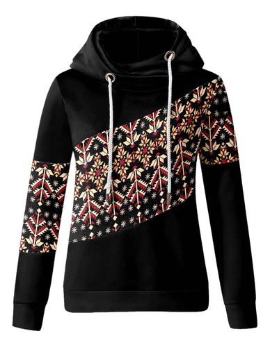 Sudadera Capucha Cuello Alto Para Mujer Estampado Grafico